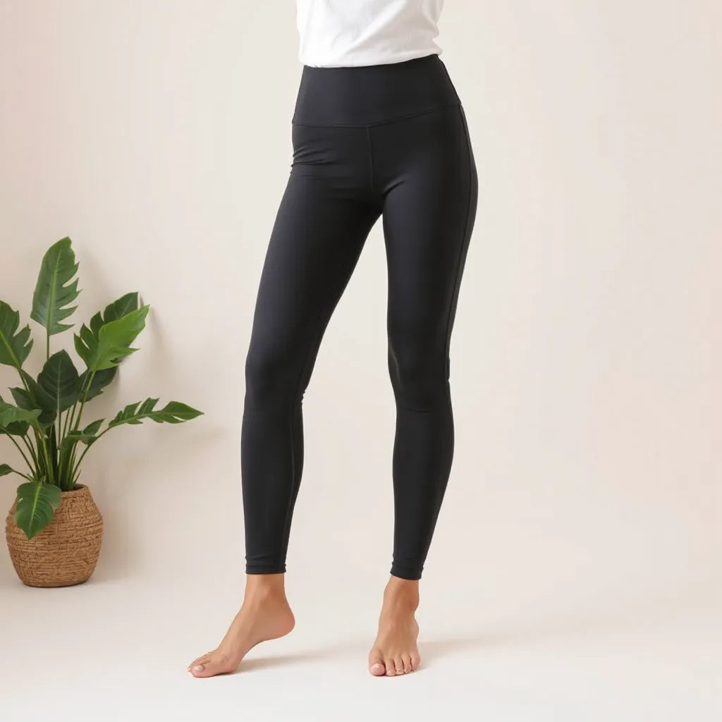 Person wearing high waist tummy control leggings with a smooth, supportive waistband