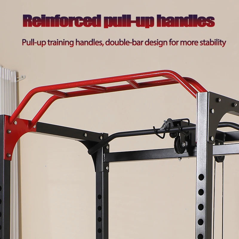 Comercial Power Cage Squat Rack Multi-Grip Pull-Up Bar, Adjustable Safety Bars, Strength Training for Home Gym 1