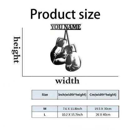 Personalized Boxing Gloves Metal Wall Art - Custom Boxer Name, Gym Decor with Bold Text - Boxing Training Facility, Home Office