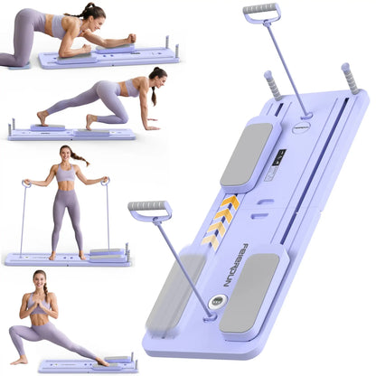 FED 5 in 1 Folding Pilates Board, Pilates Reformer Set with 300 LBS Weight Capacity, Portable Home Pilates for Woman (Purple)