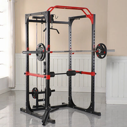 Comercial Power Cage Squat Rack Multi-Grip Pull-Up Bar, Adjustable Safety Bars, Strength Training for Home Gym 1